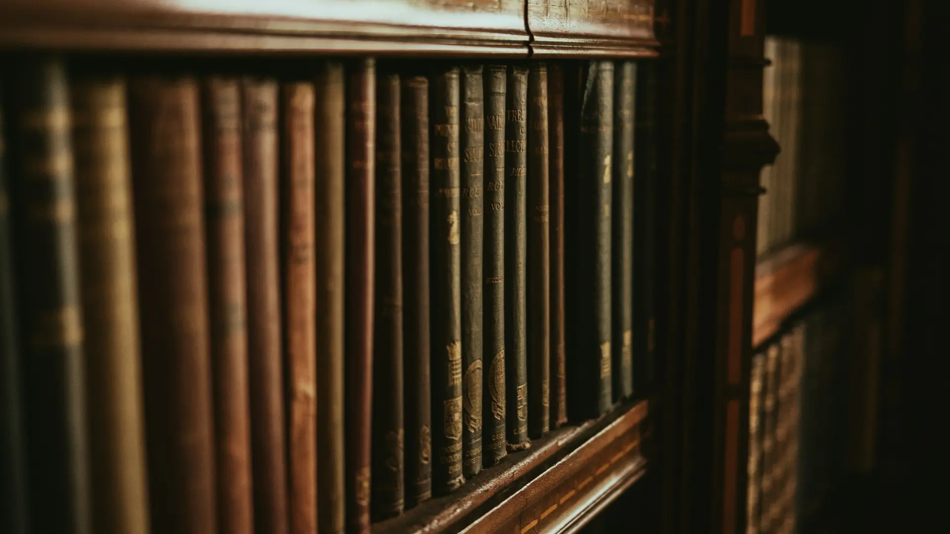 Mythos Großglockner: die Story des glockna Regal mit alten, ledergebundenen Büchern in einer Bibliothek