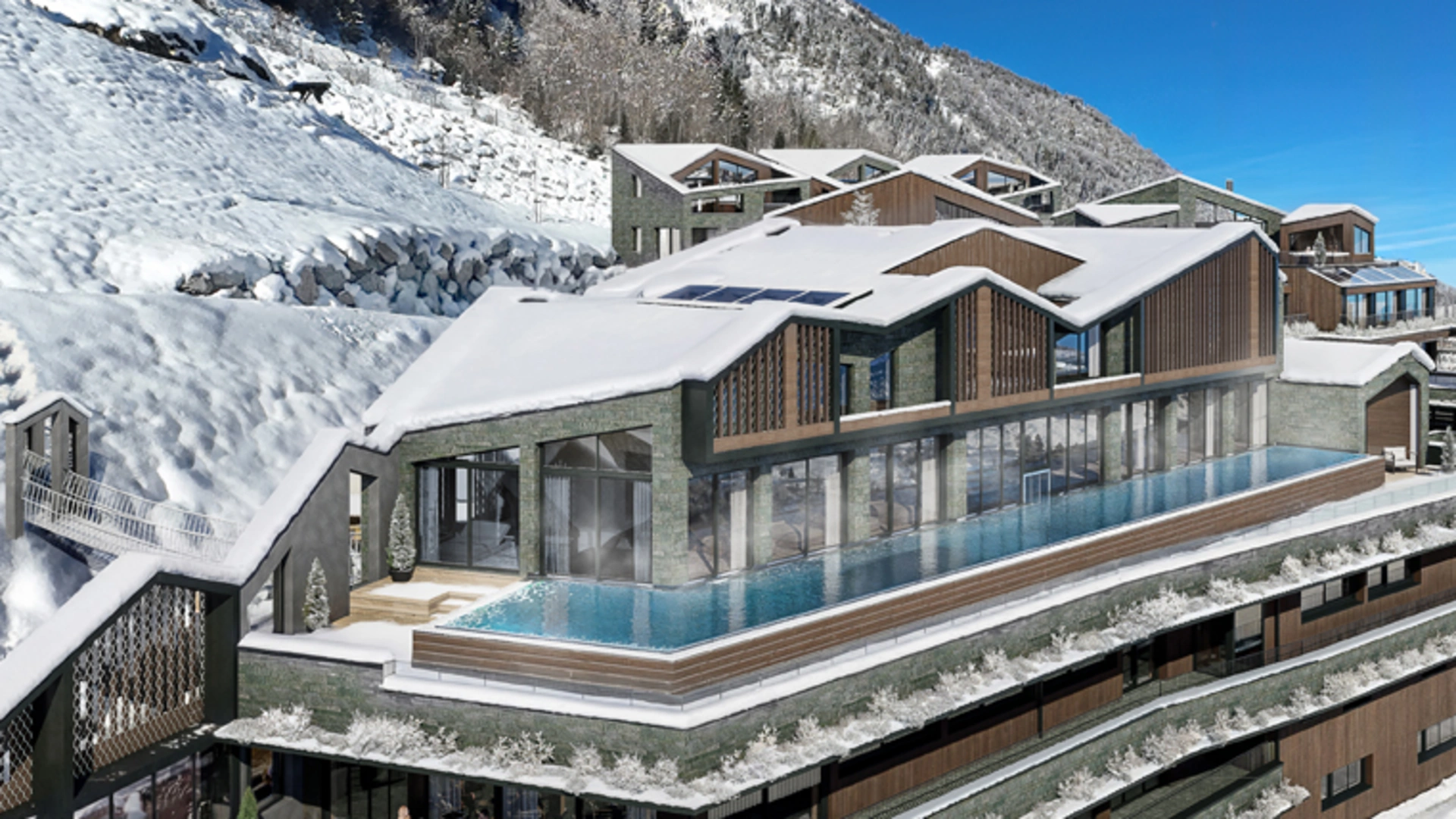 glockna – die wohl legendärste Unterkunft in Fusch Modernes Hotel mit Außenpool und Terrasse im verschneiten Berggebiet