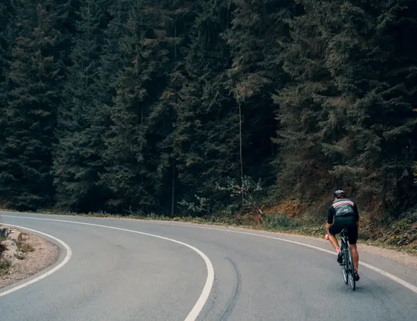 Der Aktivurlaub im SalzburgerLand mit Beschleuniger Radfahrer auf kurviger Straße neben dichtem Wald